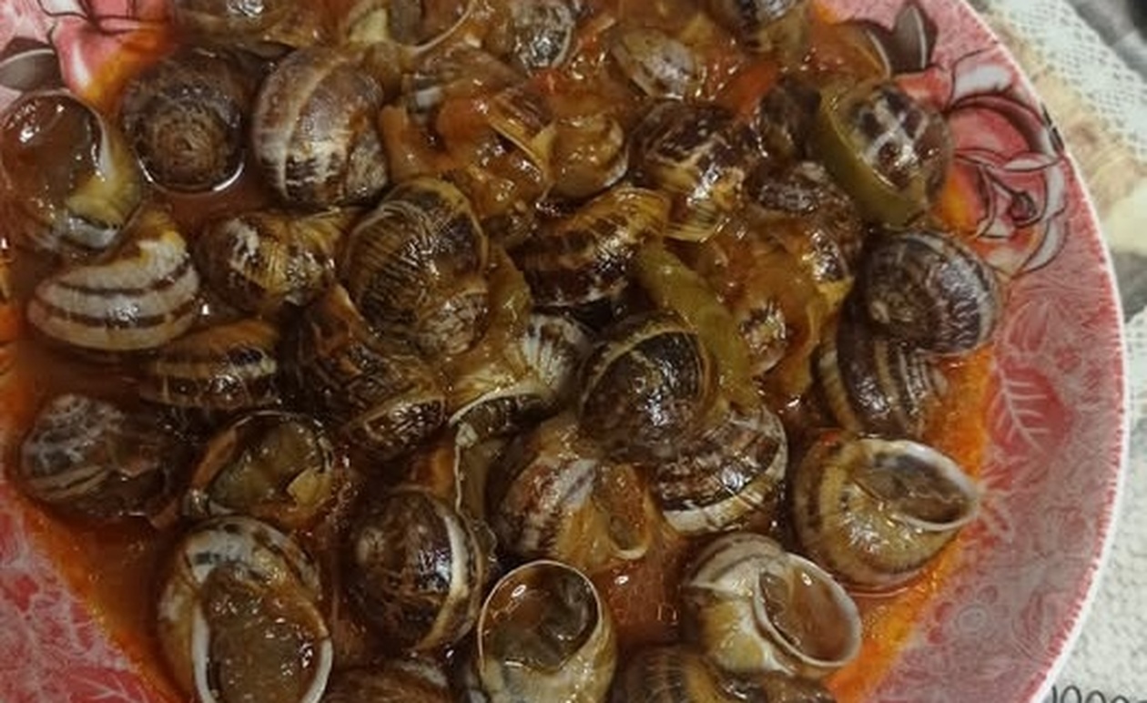 Σαλιγκάρια γιαχνί με ντομάτα και κόκκινο κρασί