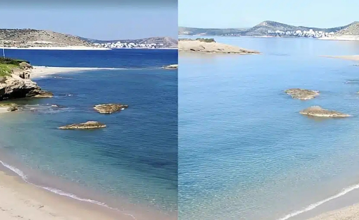 Γαλαζοπράσινα νερά και μοναδική θέα: Η κρυφή παραλία της Αττικής που απέχει μόλις 45 λεπτά από την Αθήνα